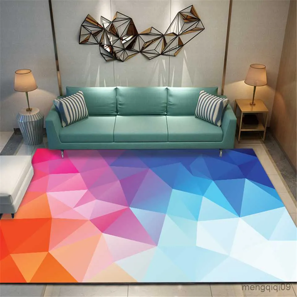 Carpets Colorful Geometric Big Carpet Bedroom Children Soft 3d Area Rug Home Decorative Rugs Tapete Peludo Decoration Salon Salon R230726