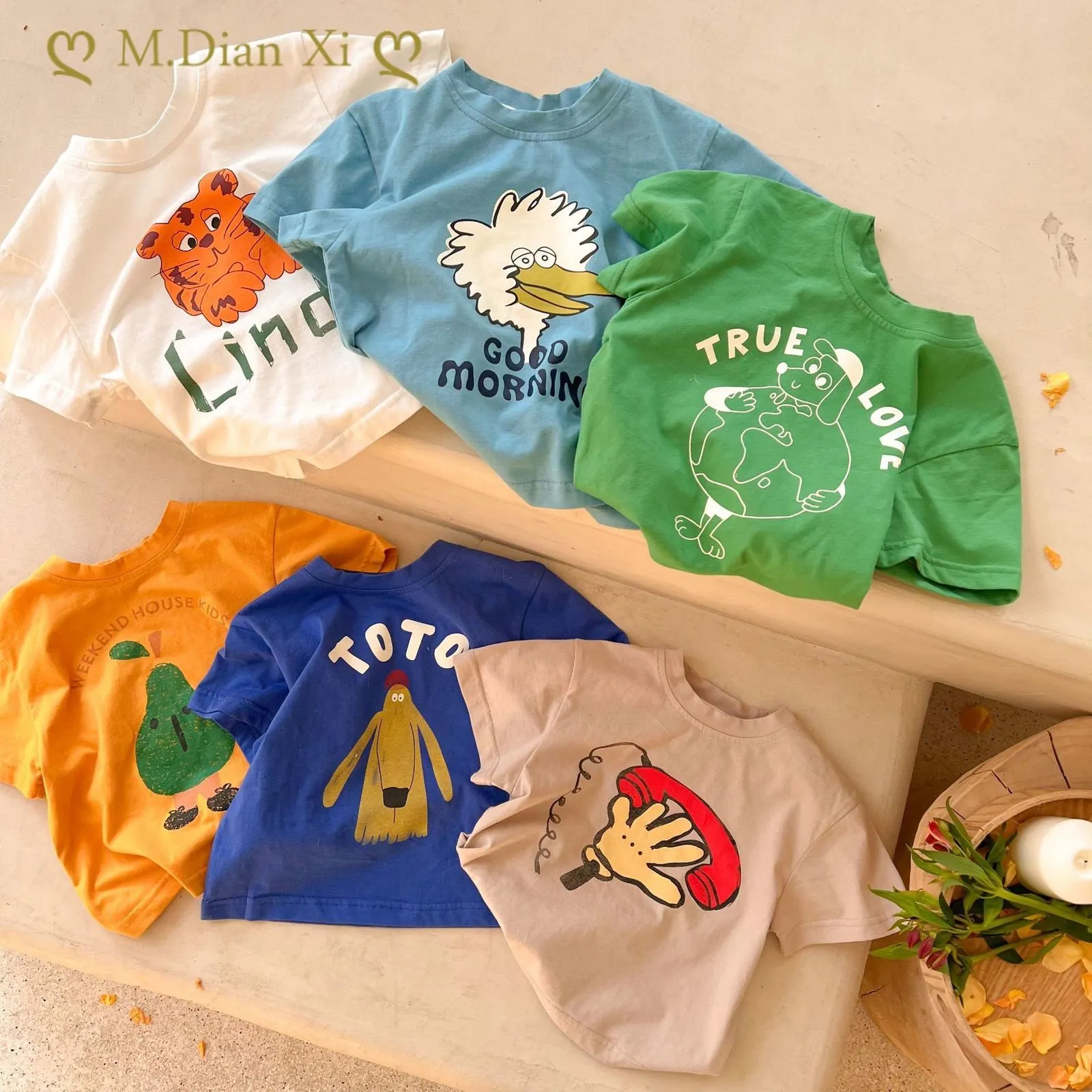 T-shirts Animal Print Children's T Shirt Summer Boys and Girls Short Sleeve T Shirt Cartoon Topps Fashion Print T-Shirt 230725