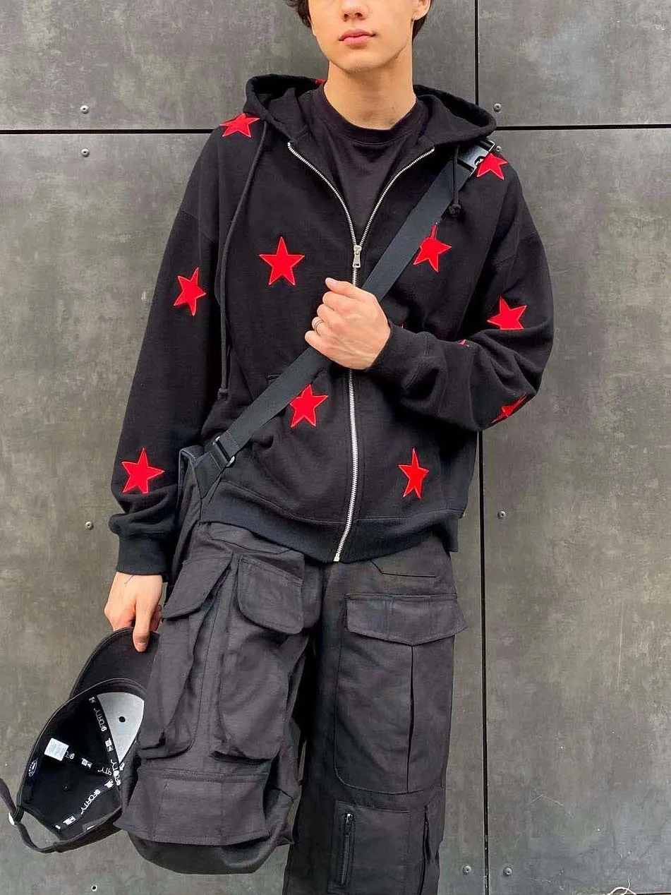 Sweats à capuche pour hommes Sweatshirts vintage Star de la mode graphique fée grunge Hommes Femmes Veste à capuche zippée à manches longues OverSize Streetwear Y2K vêtements emo Pull 230725