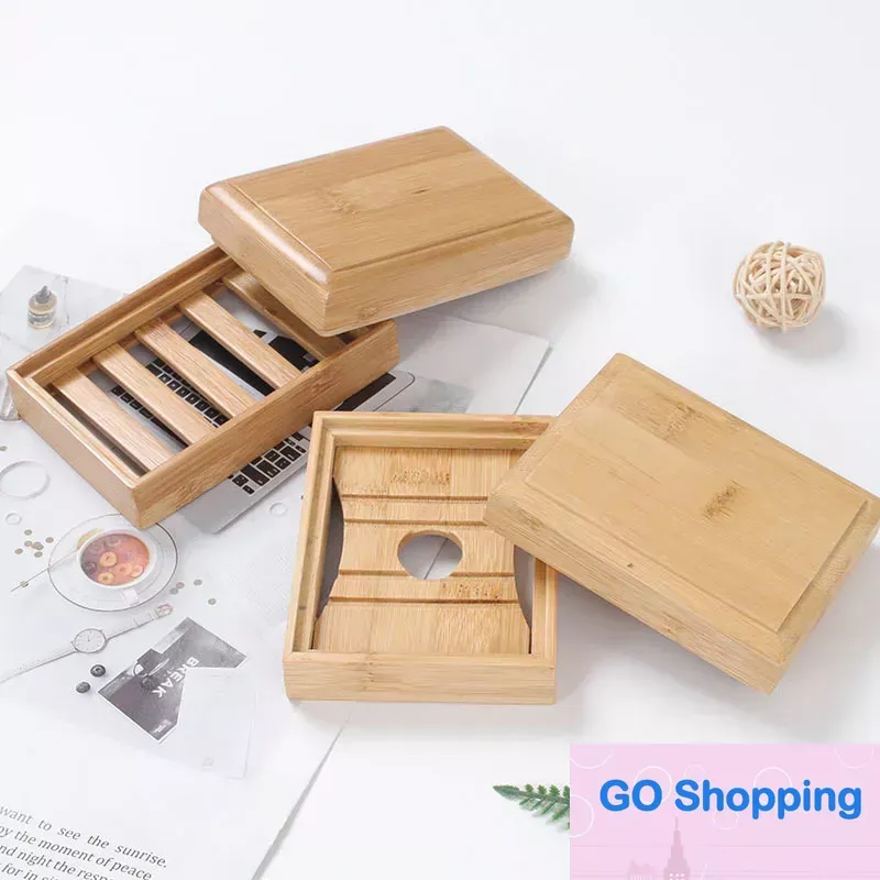 Jaboneras De Madera Natural – 6 Unidades Con Rejilla De Drenaje – Para Baño, Viaje, Mantener Jabón Seco (11,5x8,5x1,7 Cm)