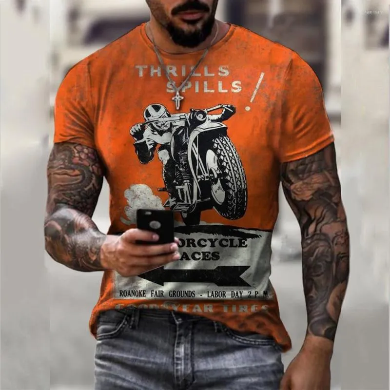 Męskie koszule T -Koszulka motocyklowa dla mężczyzn 3D Moto Classic wyścigowe Krótkie rękawie duże motocyklowe TOP TEE CAMISETA