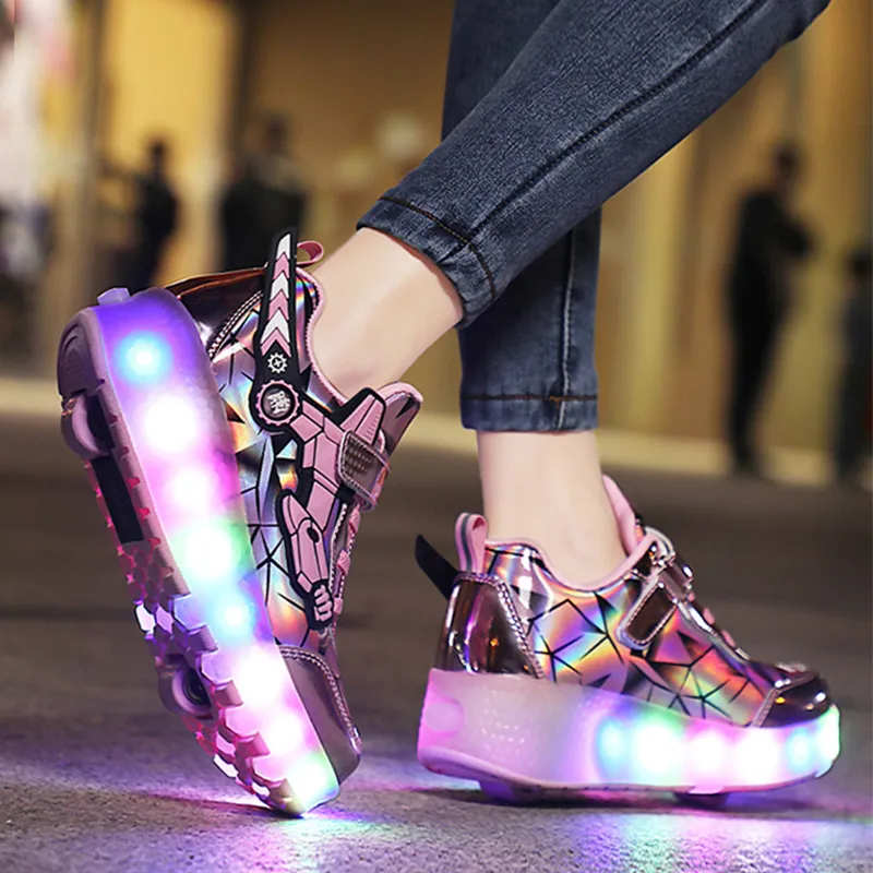 Sneakers Rollers For Children Boys Girls Gift 2022 Sports Games Kids Boots Fashion Casual Footwear Lighted 2 Wheels Led Shoes