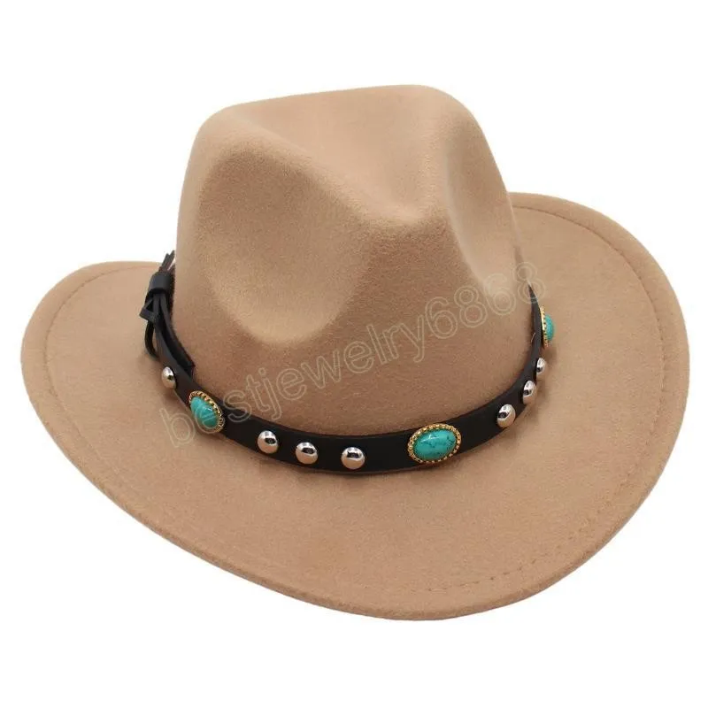 Western Cowboy Hat z turkusowym paskiem gorący różowy zakrzywiony brzeg poczuł panama czapkę Cowgirl Fedoras Sun Hat for Women Men
