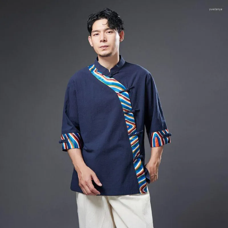 Ethnic Clothing For Man Tang Suit Top Oriental Style Outfit Cotton Linen Vintage Clothes Stand Collar Asian Costume