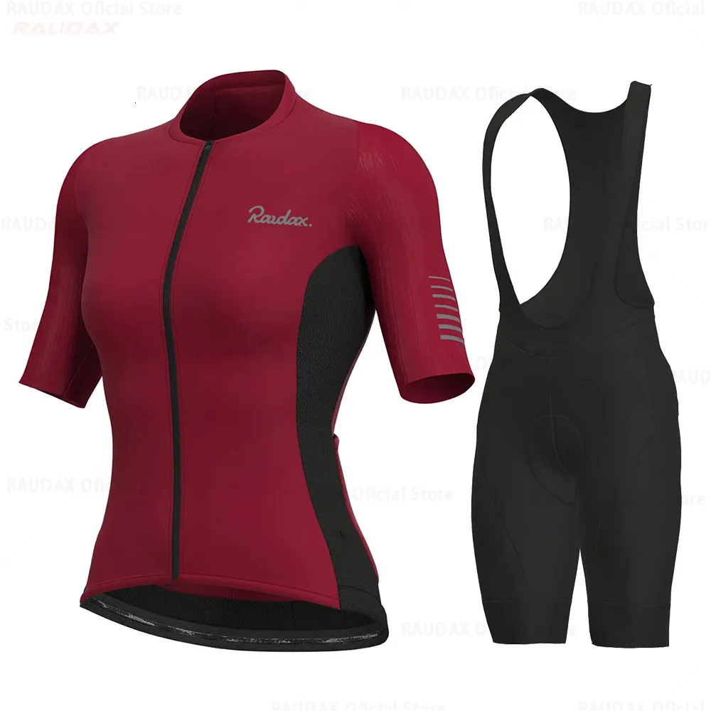 サイクリングジャージーセット衣類2023 Raudax Ropa Ciclismo MujerショートスリーブMTBバイクユニフォームMaillot Triathlon 230725