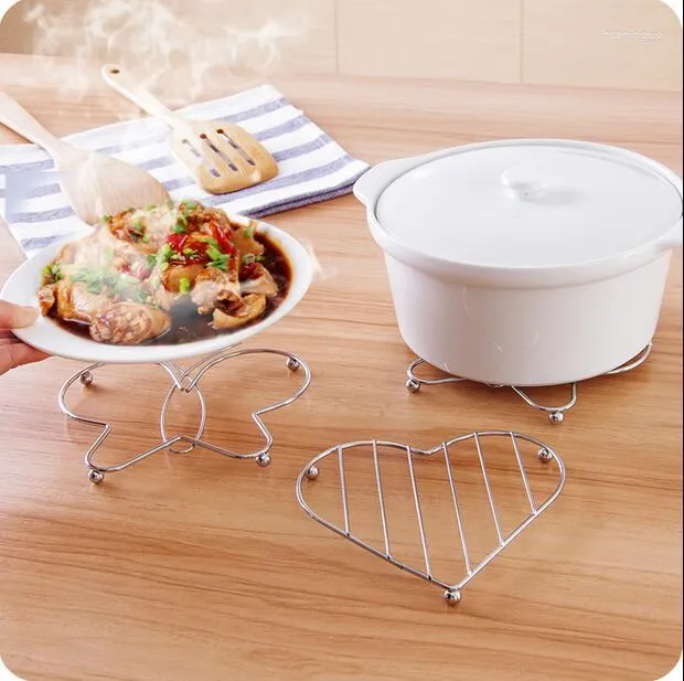 Table Mats Heart Stainless Steel Household Multifunctional Plate Mat Anti- Pot Holder Kitchen Supplies Bowl Pad