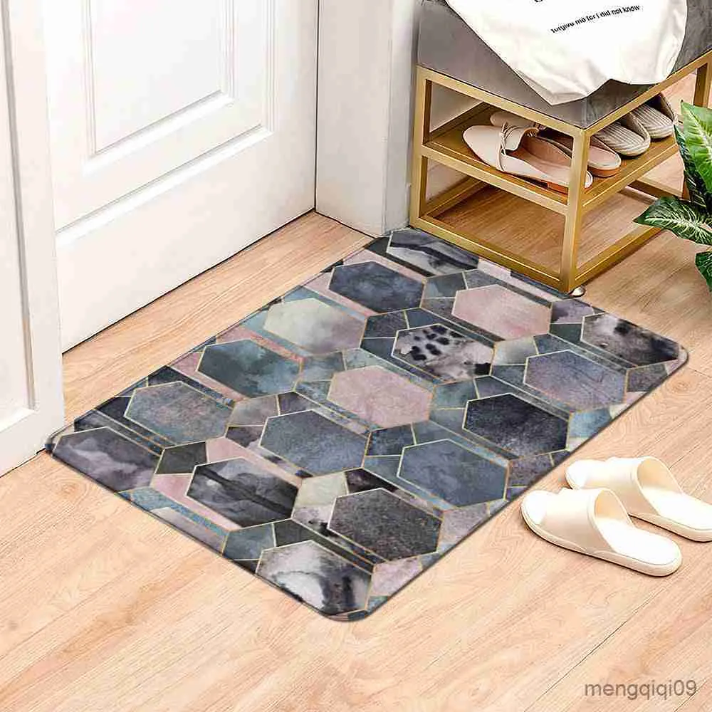 Tapijten Grijs Geometrie Waterdicht Oliebestendig Keukenmat Antislip Badmat Zacht Slaapkamer Vloermat Woonkamer Tapijt Deurmat Keukenkleed R230726