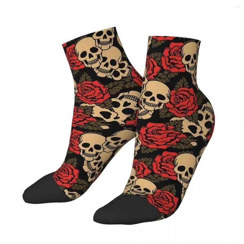 Erkek çorap kafatasları ve güller iskeleti kafatası kemik unisex kış rüzgar geçirmez mutlu sokak tarzı çılgın çorap