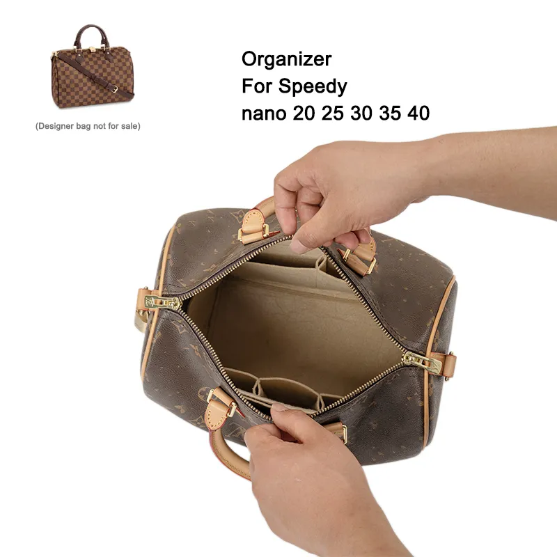 Personalizza la taglia Feltro Borsa cosmetica da donna Organizer Insert Pouch con cerniera Borsa Tote Shaper Fit For Speedy Nano 20 25 30 35 40