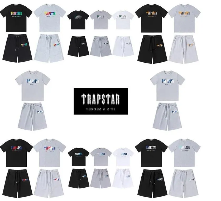 Trapstar London kostym brösthandduk broderi herrar t -shirt och shorts högkvalitativ street skjortor brittiska modemärke kostymer designer skjorta trapstars 66