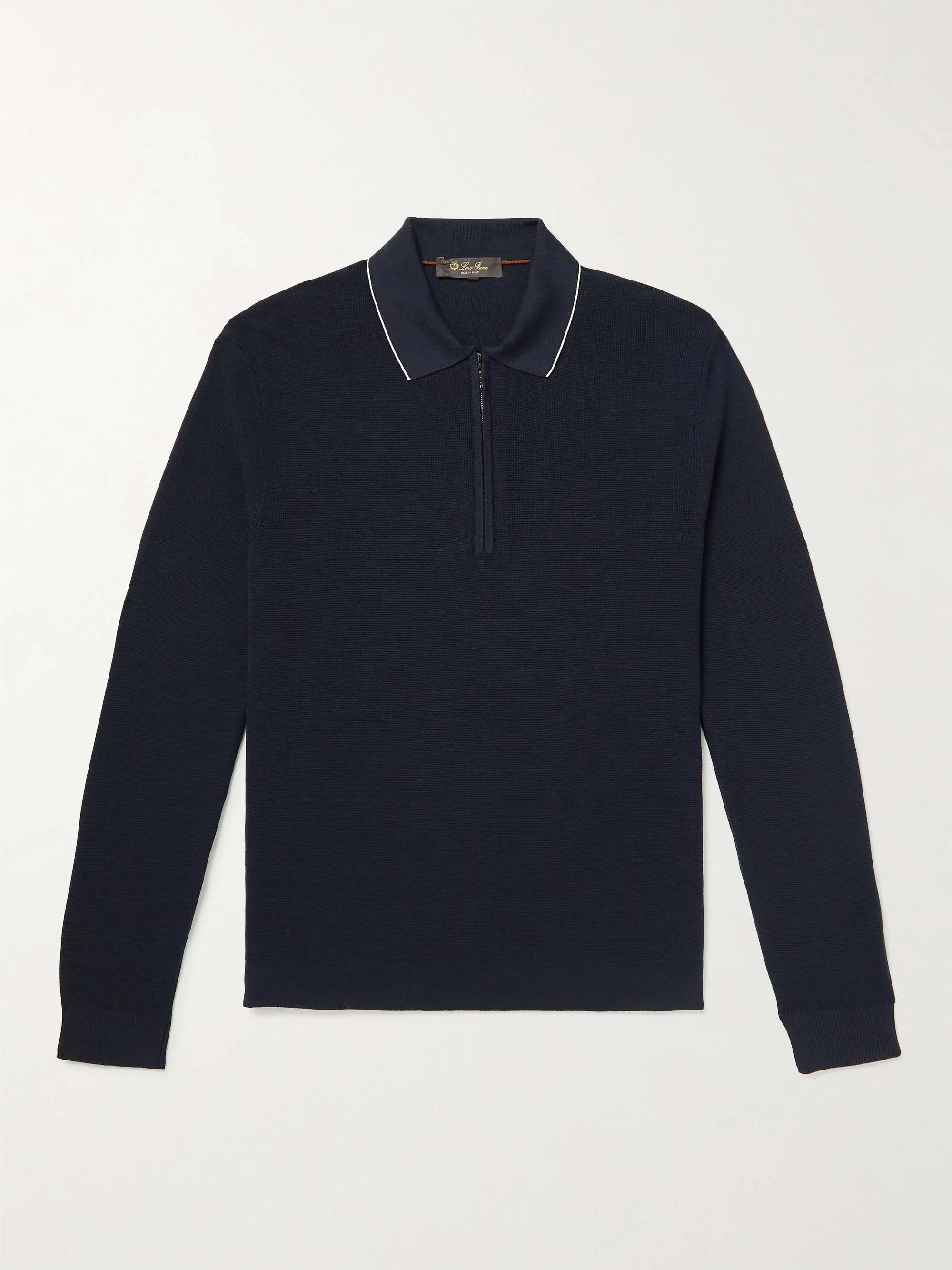 Designer Hommes Polos Loro Piana Laine Vierge et Soie Mélange Demi-Zip Polo Shirt Mode Automne et Hiver Tops