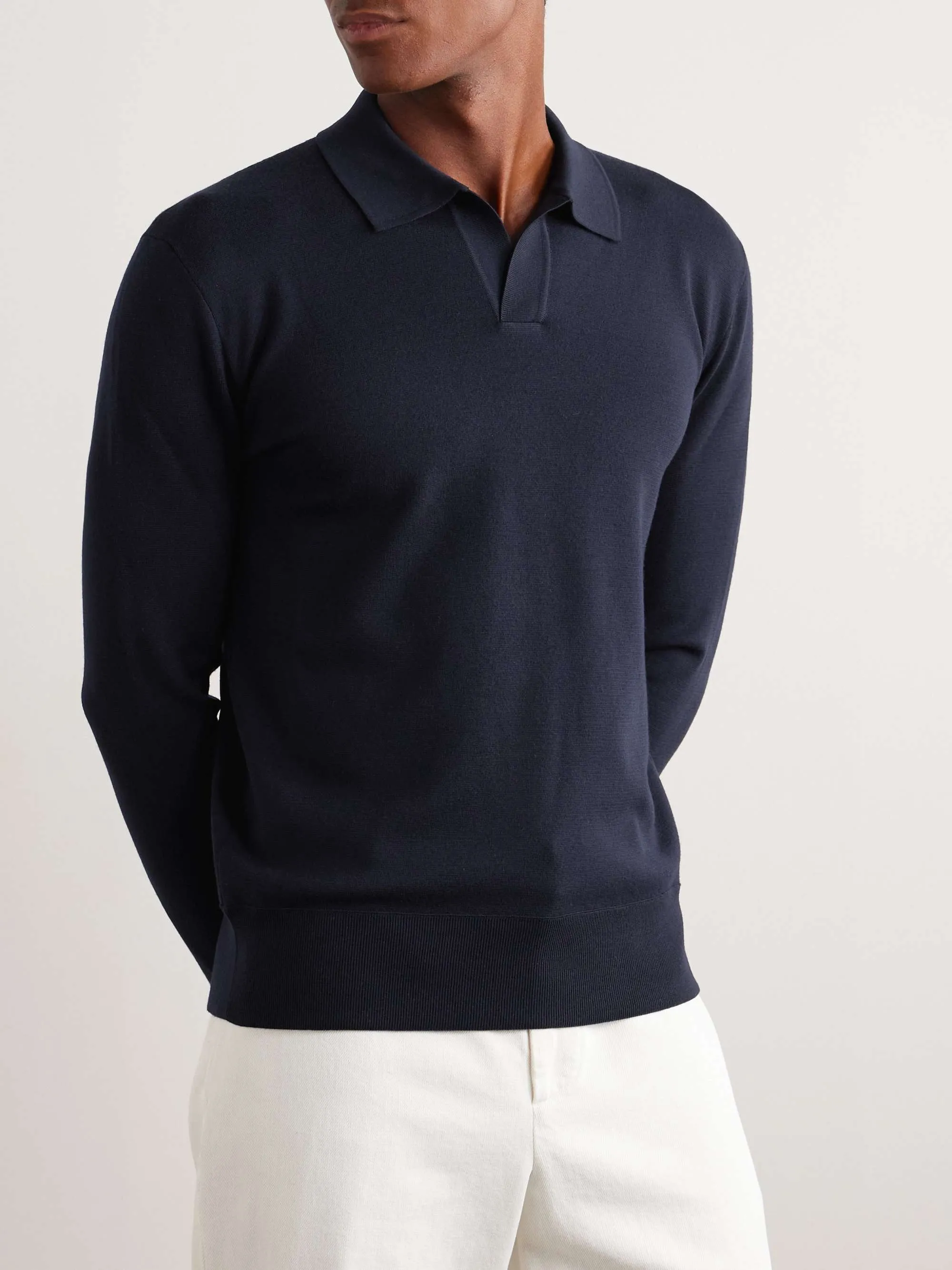 Mens designer long sales sleeve polo sale