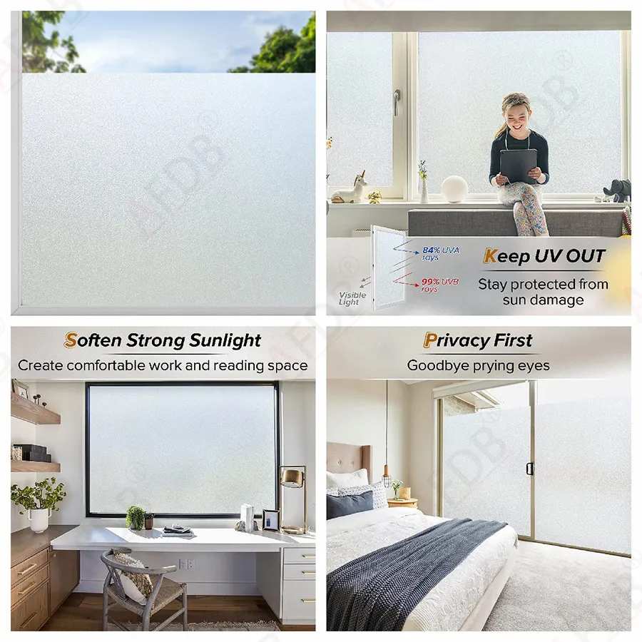 Window Stickers 235Meter Frosted Window Film Privacy Stained Glass Self ...