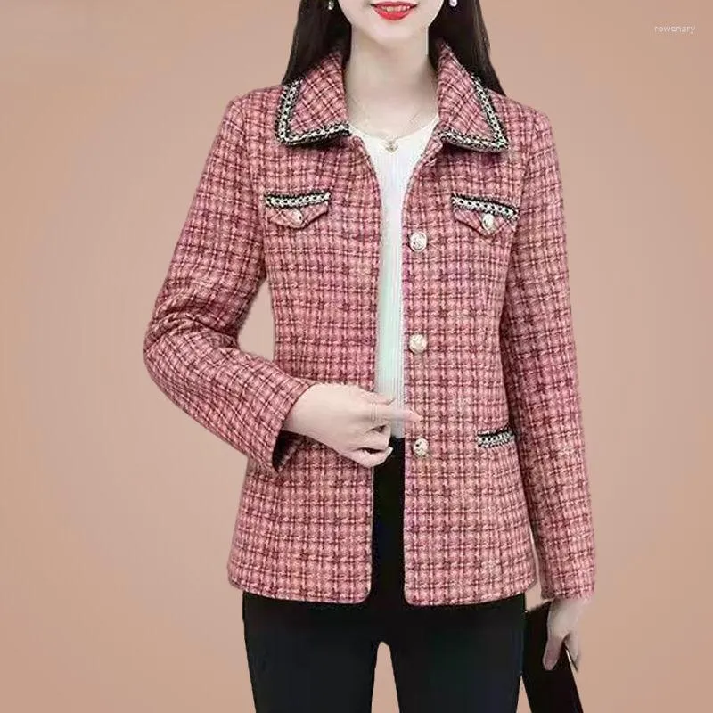 Women's Jackets 2023 Spring Autumn Women Korean Vintage Loose Pocket Plaid Causal Fashion Female Single Breasted Coats Tops Z21