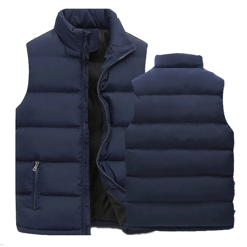 Men's Vests Men's Jacket Sleeveless Zipper Down Vest Autumn Winter Warm Stand-up Collar Oversize Puffer Vest Men 230725