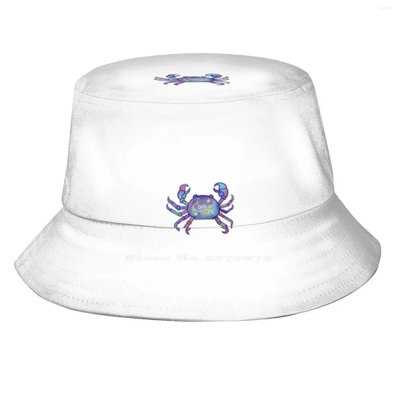 Berets Cancer Zodiac Sticker Foldable Panama Bucket Hat Cap Stars Crabs Horoscope