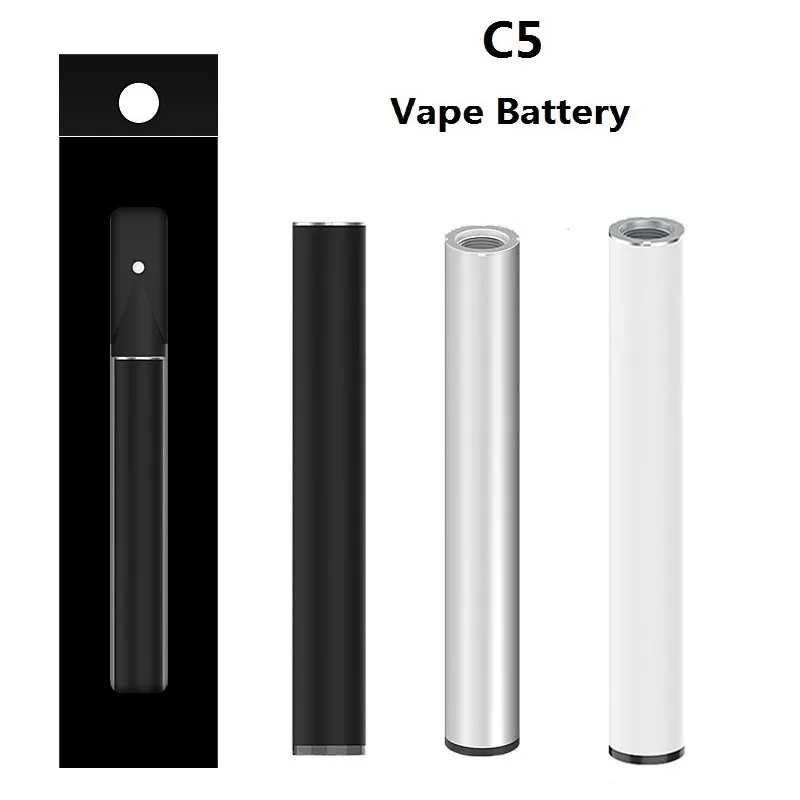 C5 BUD Touch Battery 10.5mm Buttonless Auto Activated Vape Pen Factory Sale OEM Logo Anpassat Förvärm Batteri 510 Tråd 350mAh Spänningsjusterbart batteri