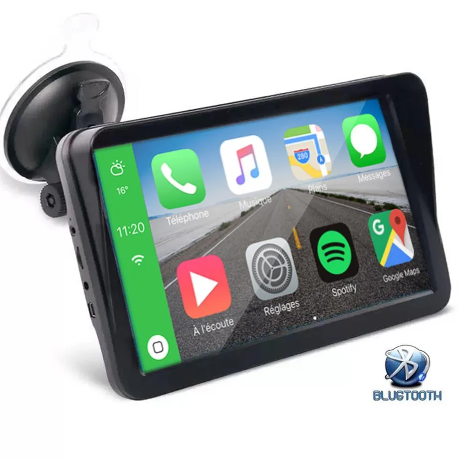 Vídeo de carro portátil sem fio CarPlay de 9 polegadas Monitor Android Auto Stereo Multimídia Navegação Bluetooth com câmera retrovisora 271k