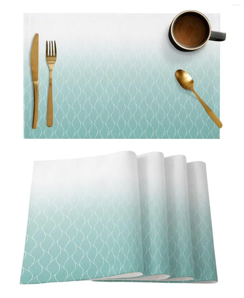 Table Mats Moroccan Texture Blue Green Placemat For Dining Tableware 4/6pcs Kitchen Dish Mat Pad Counter Top Home Decoration
