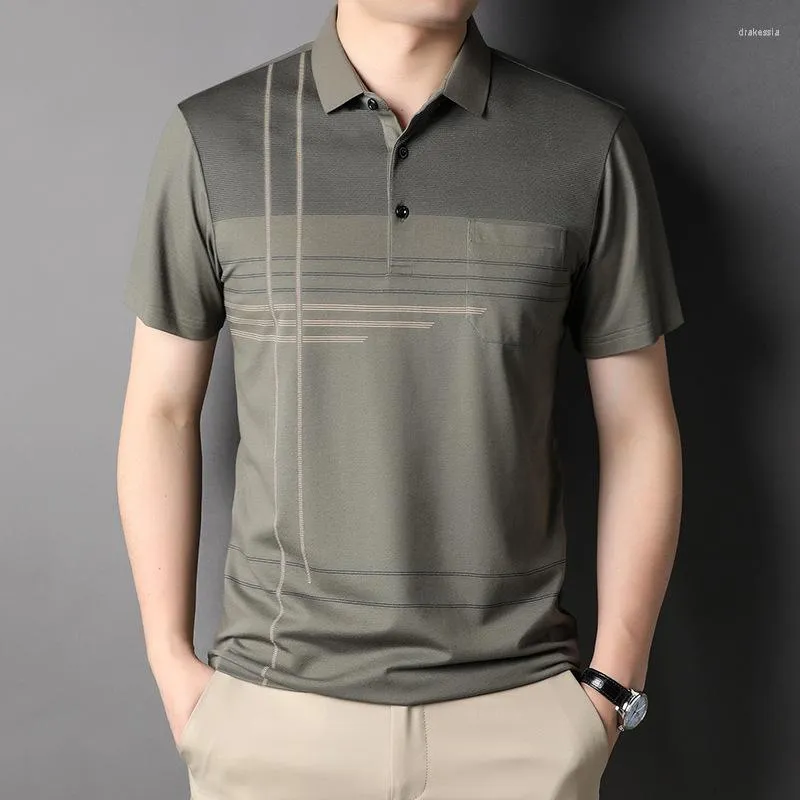 Men's short sleeve top polo shirts with pockets