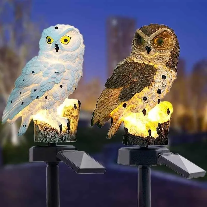 Film Solar Powered LED -lampor Garden Owl Animal Pixie Lawn Lamps Ornament Vattentät lampa unika solbelysning utomhus sollampor