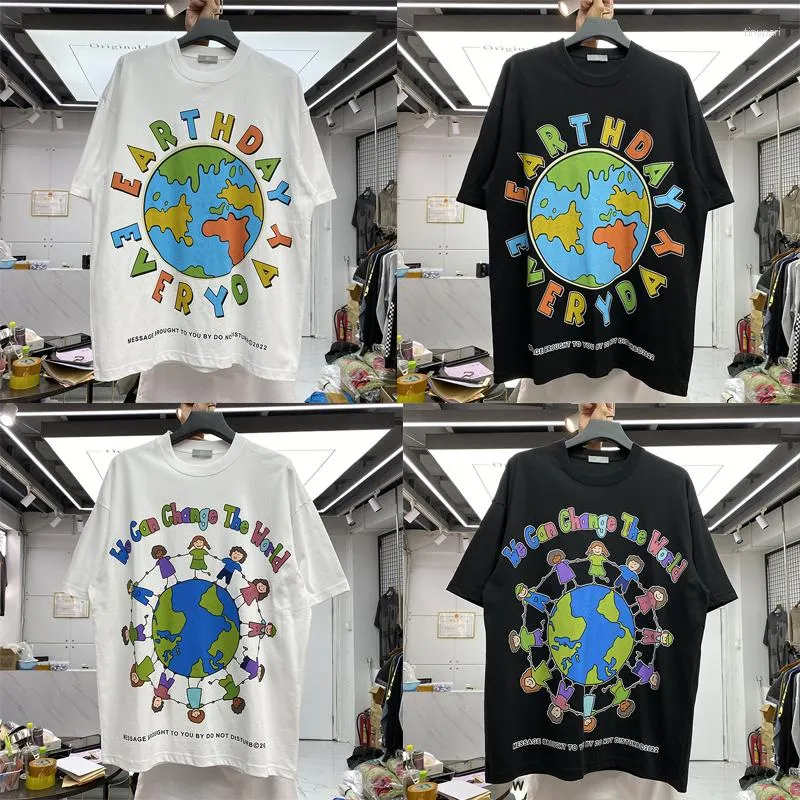 Camisetas Masculinas Masculinas Nós Podemos Mudar o Mundo Feminino Camisetas de Algodão Kawaii Roupas de Boa Qualidade Colorido Alfabeto Globo Moda Camisa