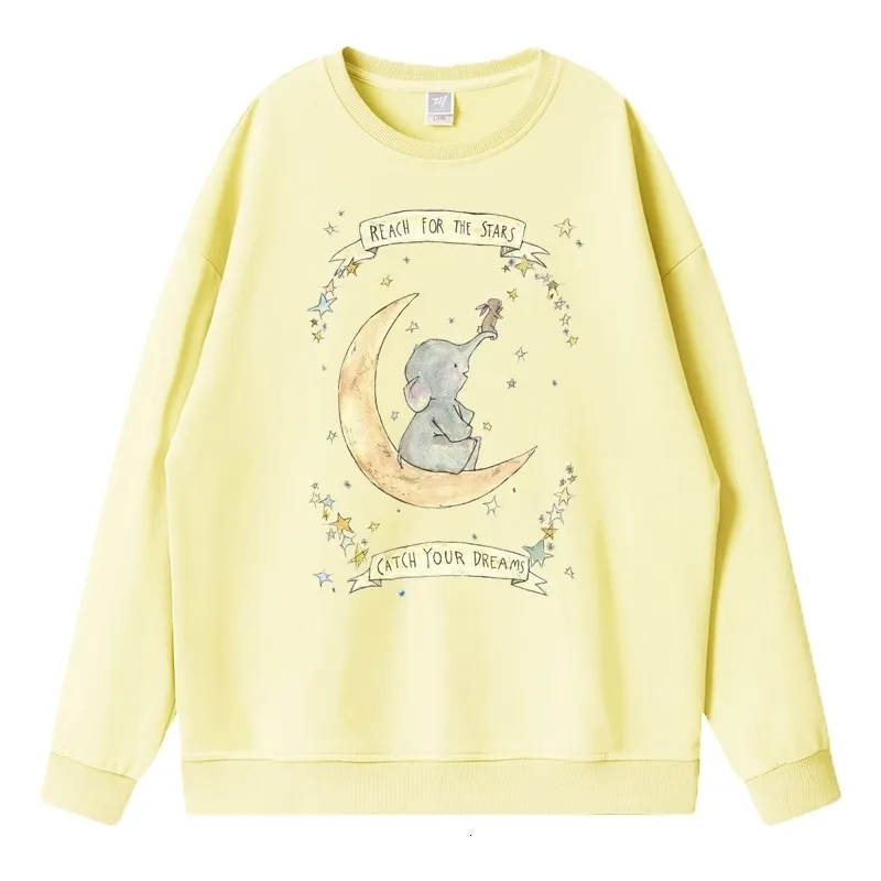 Herrhuvtröja Sweatshirt's Sweatshirt Overdimasy Hoodie Top Women Design Anime Print Sweatshirts Elephant Dream Clothing for Girls Cotton Pullover 230725