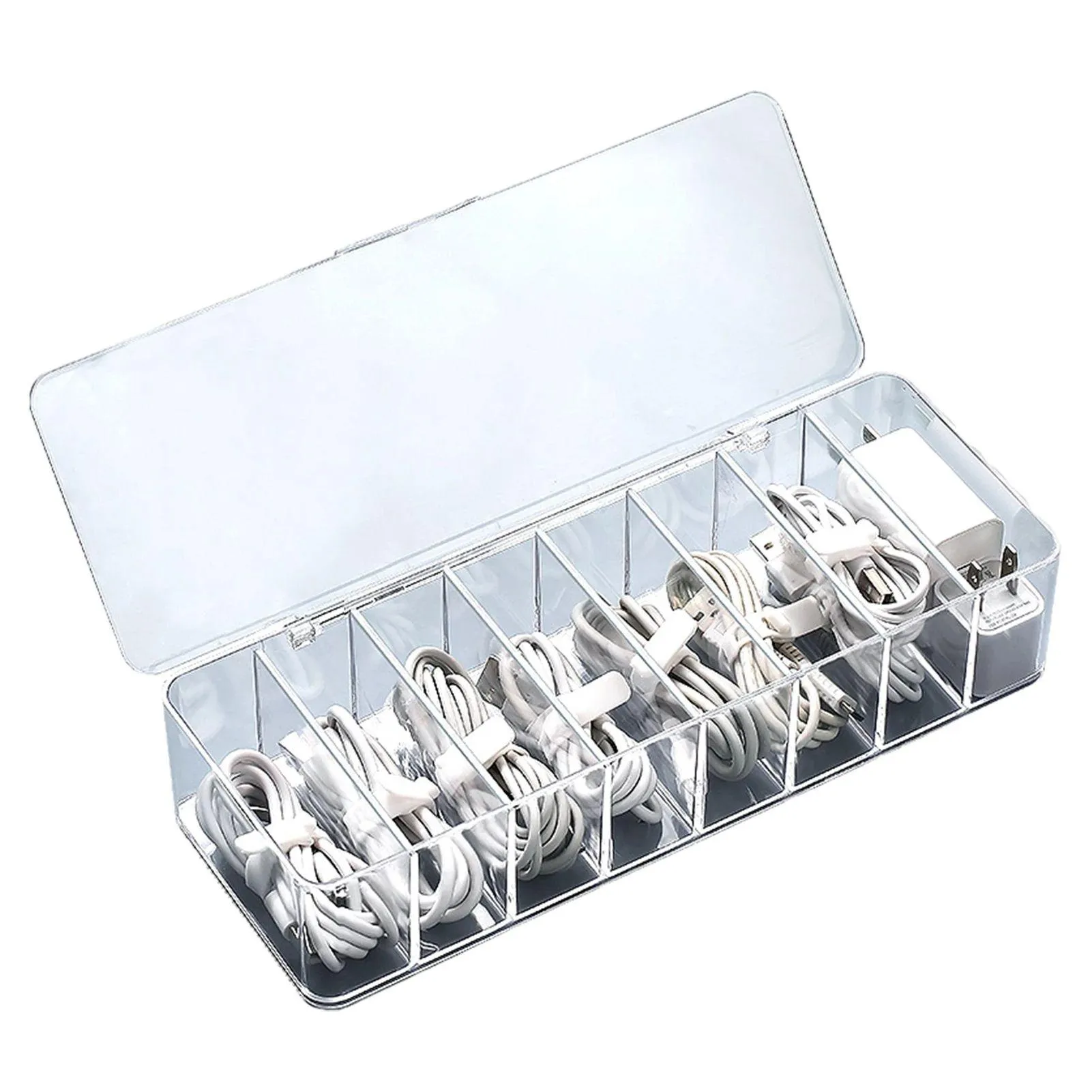 Scatole portaoggetti Contenitori Clear Electronics Organizer 8 Gestione della capacità Caricabatterie Organizzatori di cavi Drop Delivery Casa Giardino Housekee Orga Ottlt