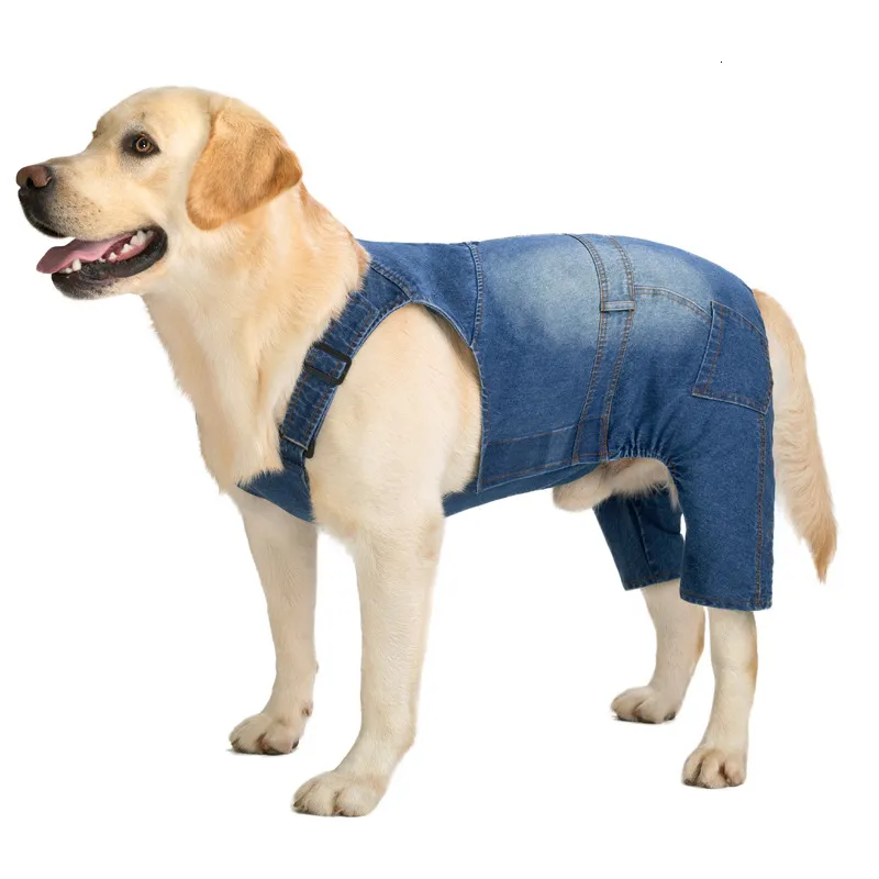 Abbigliamento per cani Salopette di jeans per cani Tuta per cani di moda per cani di grossa taglia Vestiti per cani di taglia grande regolabili Costume per cani blu Vestito per cane 230725