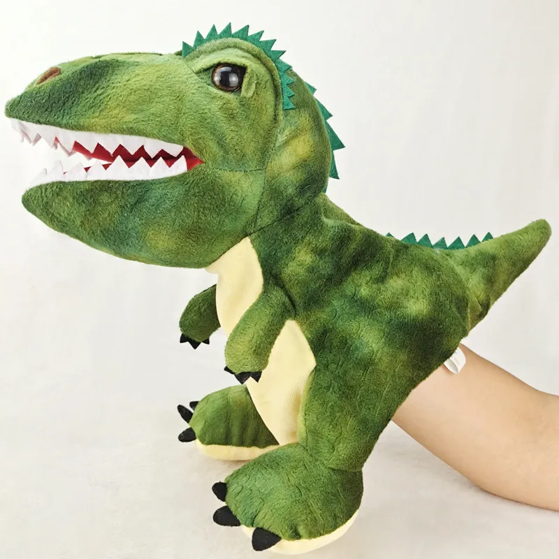 Puppets 30cm dinozaurowe marki Puppets Lifelike Triceratop Tyrannosaurus Rex Hand Hand Puppets Plush Toys Doll dla dzieci dorosłych 230726