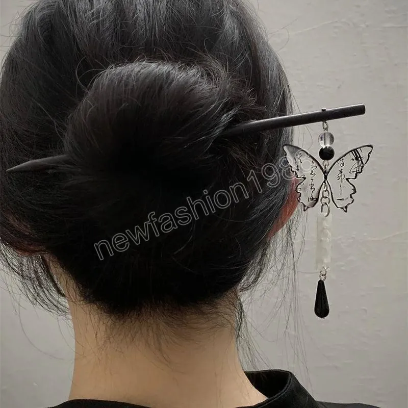 Chiński w stylu Butterfly Szybki do włosów nakrycia głowy dla kobiet w stylu vintage do włosów DIY Hairstyle Ponytail Uchwyt do włosów Akcesoria biżuterii