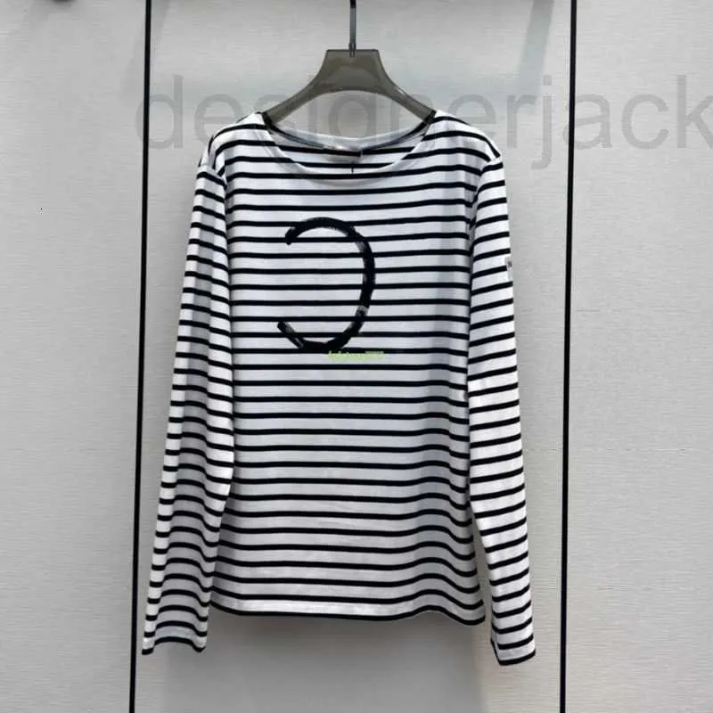Sweats pour femmes Designer coton femmes pulls hauts vêtements avec motif de lettre filles lâche Milan piste haut de gamme marque de luxe rayé t-shirts chemisier 28E8