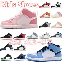1s Jumpman 1 Kids shoes Toddlers Boys youth sneakers high basketball trainers kid University Blue  Patent Bred black White children boy girl shoe
