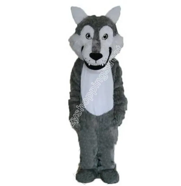 Costume De Mascotte Chien Husky Blanc Et Gris Animal