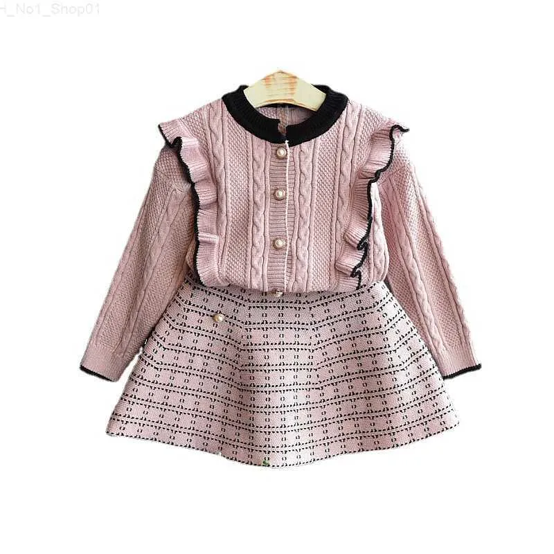 Zestawy odzieży Baby Girls Zimowe ubrania z dzianiny Sweter Swat sukienkę Dwuczęściowe stroje Niestety Zestaw odzieży Zestaw odzieży Zestaw Zestaw Z2307726