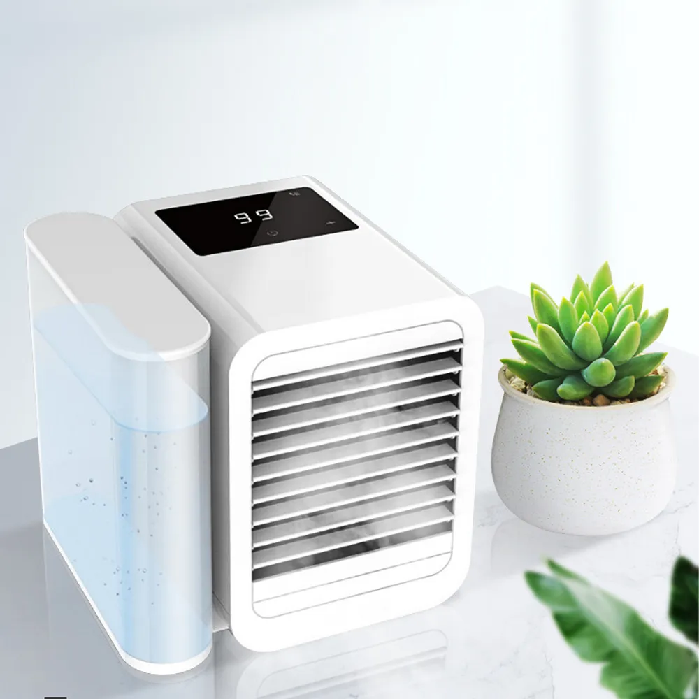 Luftkonditionering Air Cooling Fan Mini Portable Home Air Cooler Multifunktionell pekskärm 99 Speed ​​Justering Travel USB Fan 230726