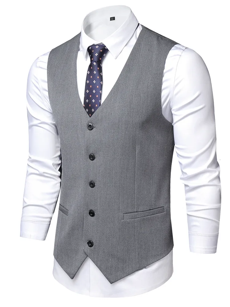 Hommes gilets costume gilet couleur unie à la mode hommes solide col en V sans manches bouton blazer grande taille formelle affaires ja 230726