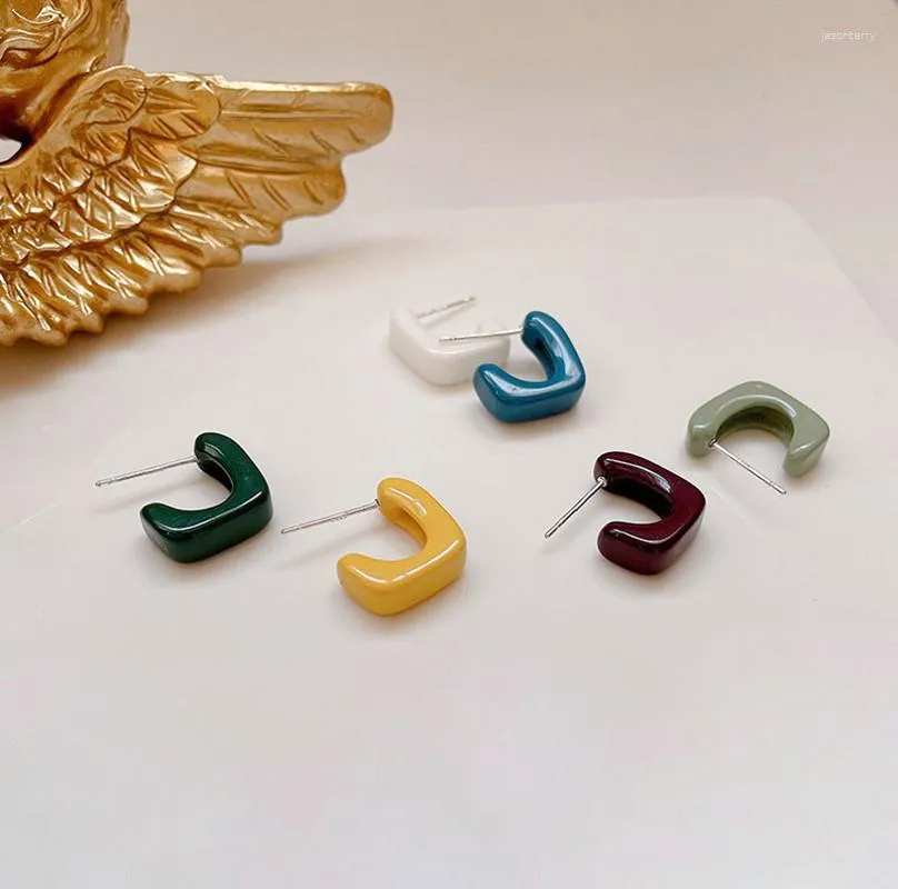 Stud Earrings C Shaped Acrylic For Women Girls Resin Dangle Korea Fashion Geometric Hoop Jewelry Christmas Gifts Accessories