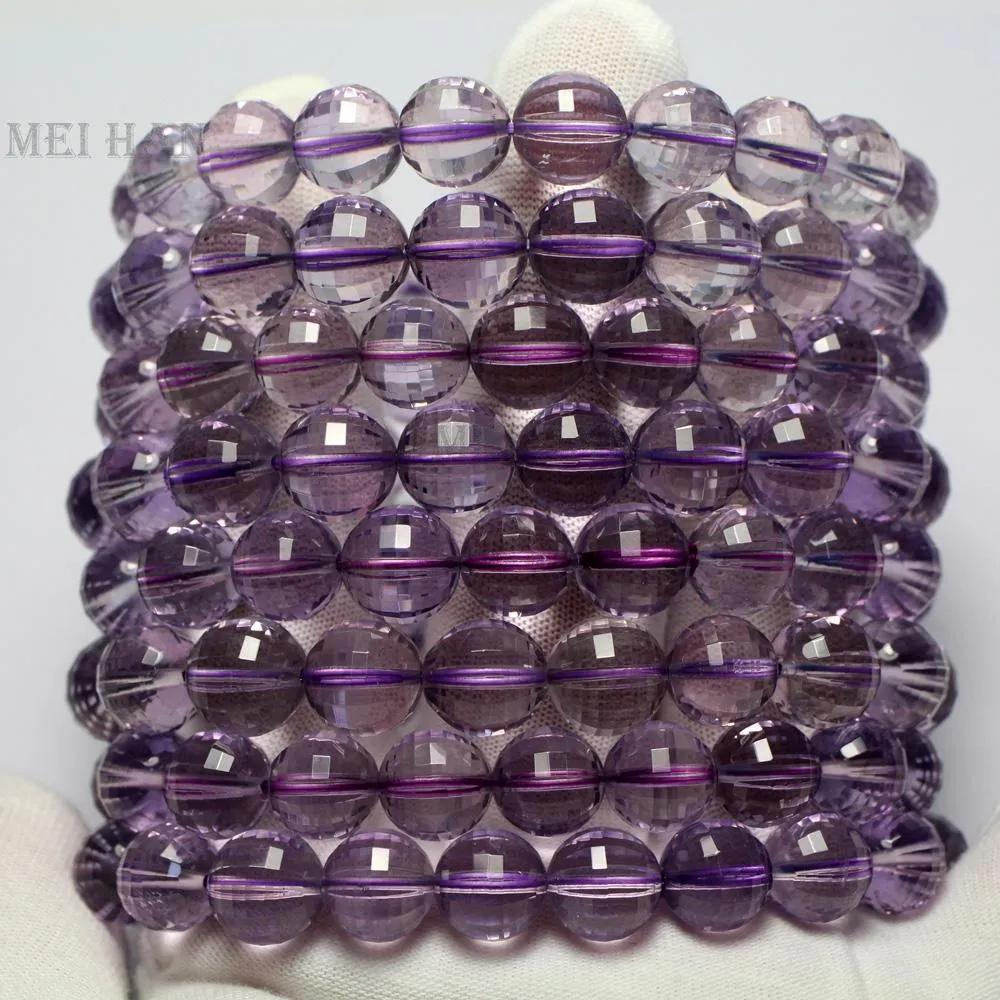 Armband Meiahn Natural Brasilien Amethyst Facetterade runda lösa pärlor armband för smycken Making Desgin DIY