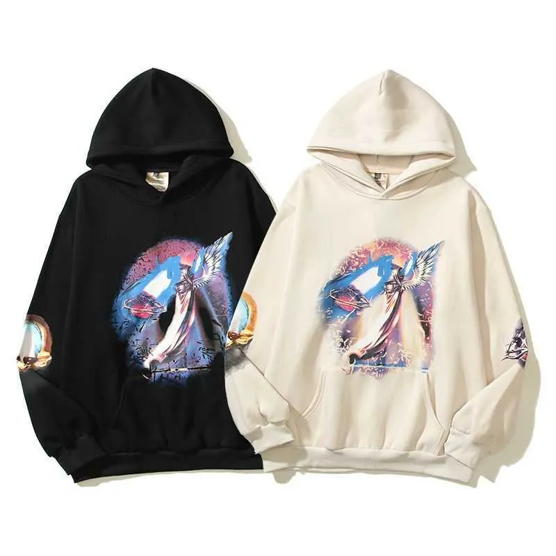 Designer Luxury KanyeS Classic American High Street Fashion Brand Same Heart Stealing Angel Oil Painting Hoodie For Men And Women