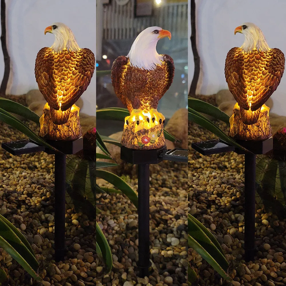 Oggetti decorativi Figurine LED LIGHT LIGHT SOLAR Aquila luminosa prato impermeabile lampada da esterno giardino stagioni per decorazioni cortile paesaggio 230725