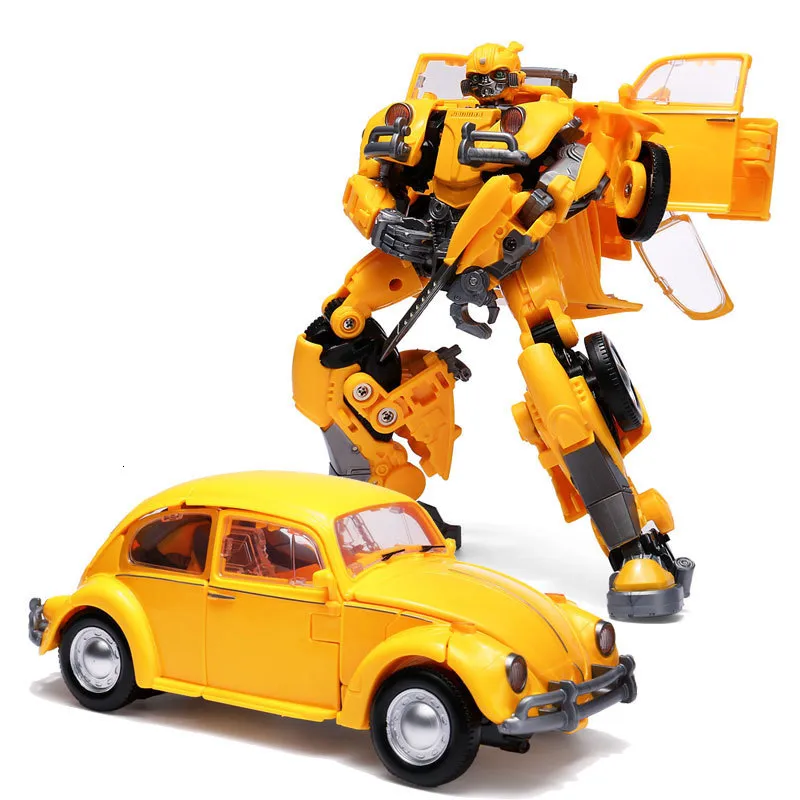 Transformation toys Robots Black Mamba H6001-3 Alloy Yellow Bee Transformation Oversize 21cm Film Warrior Mode Action Figure Robot Model Toy Kids Gift 230726