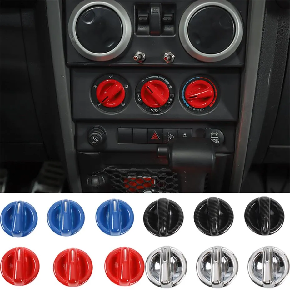 ABS CAR AIR Condition Swtich Button Decoration Cover för Jeep Wrangler JK 2007-2010 CAR Interiör Tillbehör257N