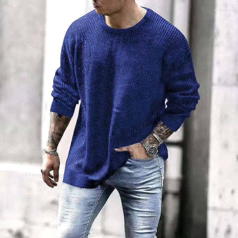 Suéteres para hombre 2023, jersey de punto de cuello alto para hombre, camisa de fondo, suéter de lana elástico de Color sólido informal ajustado a la moda para hombre