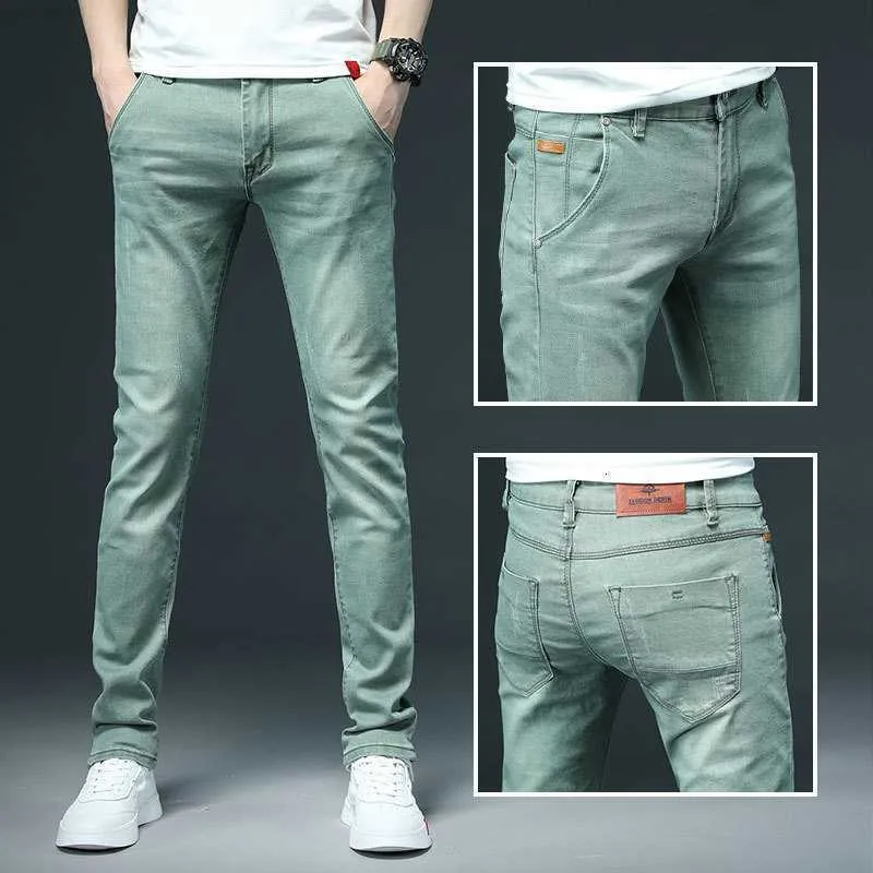 Hommes Hommes Couleur Stretch Skinny Jeans Hommes Mode Casual Slim Fit Denim Pantalon Vert Noir Kaki Blanc Pantalon Mâle Marque 230316 L230726