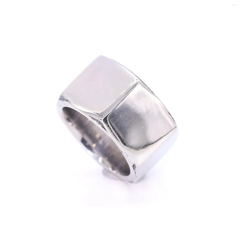 Bagues de grappe Design simple bijoux hexagone argent vis forme hommes bague