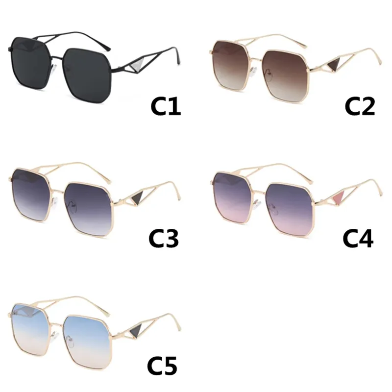 Brand Metal Frame Solglasögon Fashion Gradient Lenses Män Kvinnor Square Designer Sun Glasögon UV Protection Eyewear
