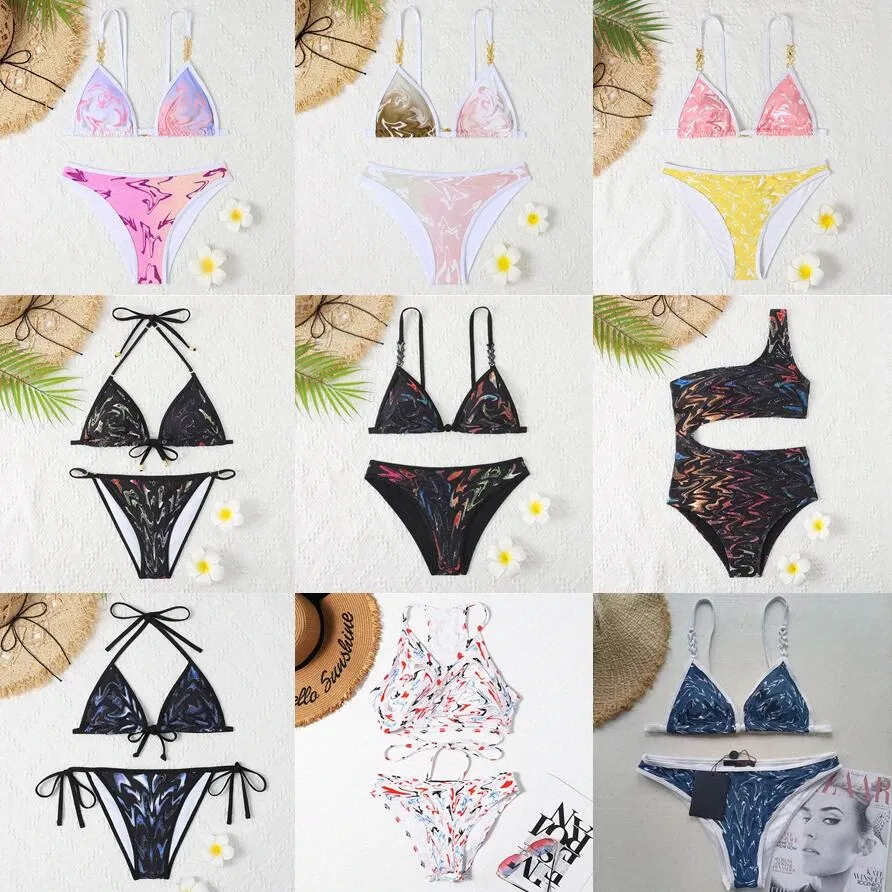 Kadın Mayo Tasarımcı Mayo Kadınlar Vintage Thong Micro Cover Up Kadın Bikini Setleri Mayo Basılı Mayo Takımları Yaz Plajı Giyim Yüzme Takımı 389C# Brnp