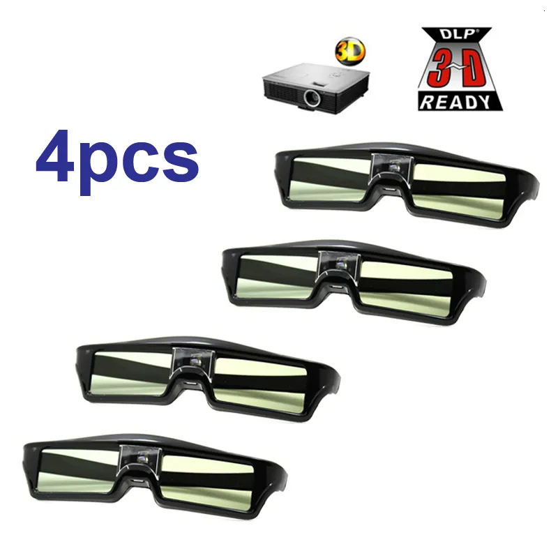 Lunettes 3D 4 pièces/lots lunettes 3D obturateur actif rechargeable pour BenQ W1070 Optoma GT750e DLP 3D émetteur projecteur lunettes 230726