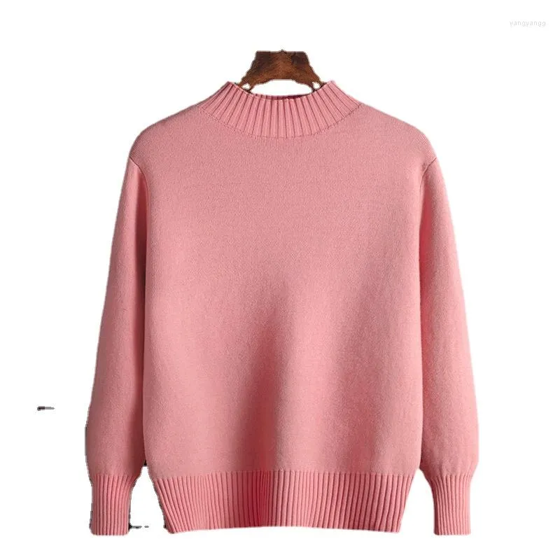 Women's Sweaters 2023 Plush And Thickened Winter Clothing Korean Version Knit Shirt Solid Color Half High Collar Pullover